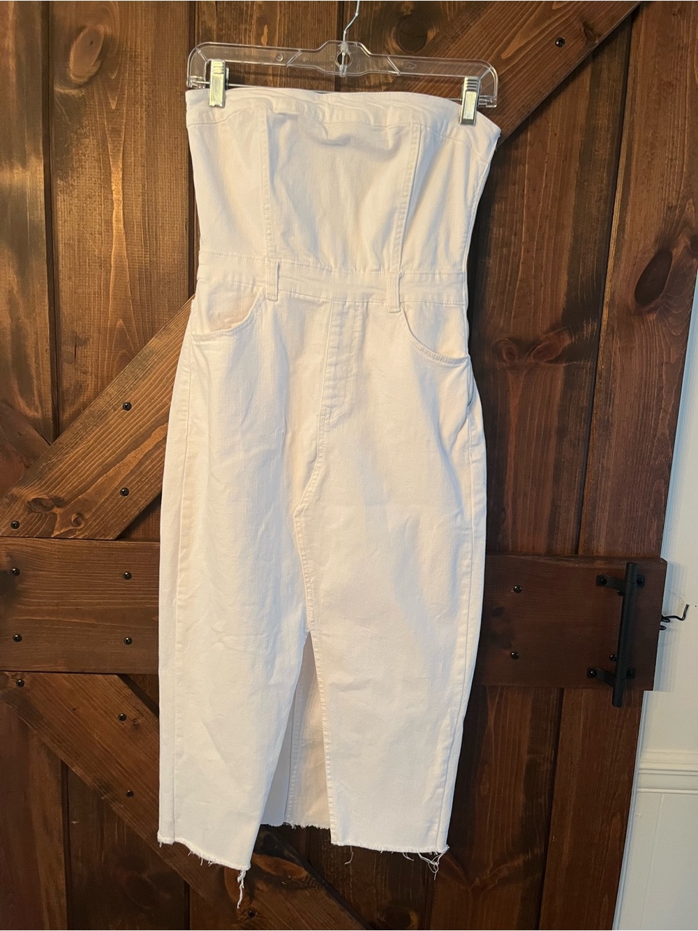Strapless White Denim Dress- like new- small- great cut!
